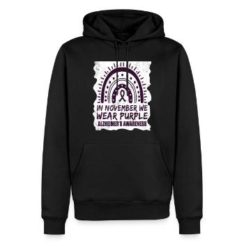 November Purple Alzheimers Awareness - Männer Premium Bio Hoodie - Schwarz - Vorne - Nico (187cm)