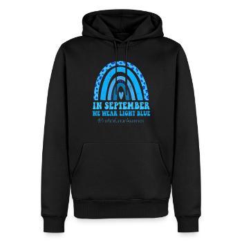 September Light Blue Prostate Cancer Awareness - Men’s Premium Organic Hoodie - black - Front - Nico (187cm)