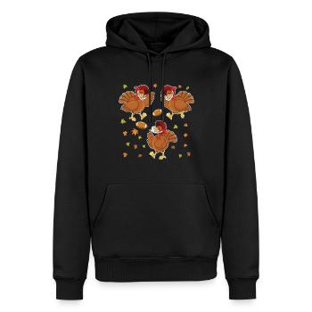 Rugby Kawaii Cute Turkey Football Fan Thanksgiving - Men’s Premium Organic Hoodie - black - Front - Nico (187cm)
