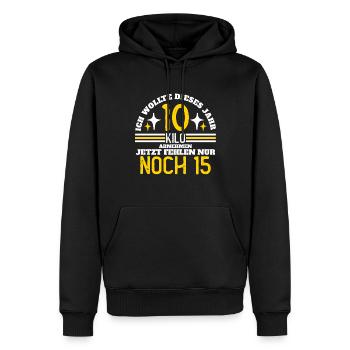 Ich wollte 10 kilo abnehmen, Spruch Funshirt - Männer Premium Bio Hoodie - Schwarz - Vorne - Nico (187cm)