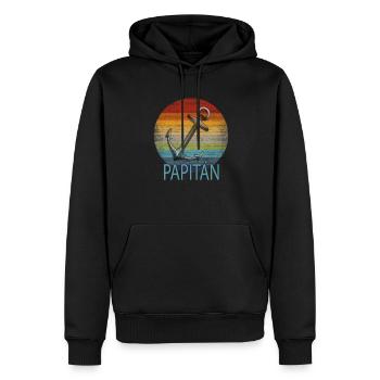 Papitän Retro Lustiges Wortspiel Kapitän Anker - Männer Premium Bio Hoodie - Schwarz - Vorne - Nico (187cm)