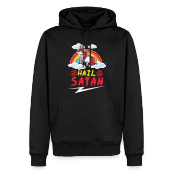 Satan Licorne Arc-en-ciel Metal Musique Amateur de Rock - Sweat à capuche Premium bio Homme - noir - Devant - Nico (187cm)