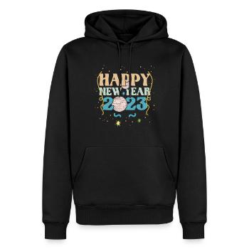 Party New Year Happy New Year 2023 Welcome 2023 - Männer Premium Bio Hoodie - Schwarz - Vorne - Nico (187cm)