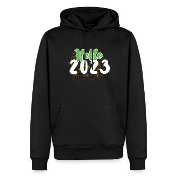 Hello 2023 Happy New Year 2023 New Year - Männer Premium Bio Hoodie - Schwarz - Vorne - Nico (187cm)