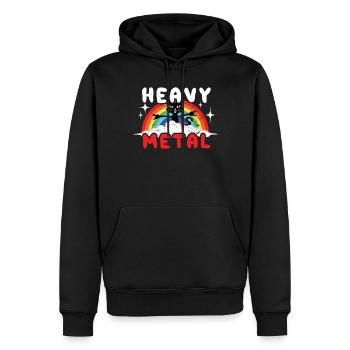 Rainbow Cat Kawaii Heavy Meow Metal Music Lover - Männer Premium Bio Hoodie - Schwarz - Vorne - Nico (187cm)