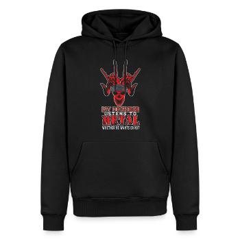 Scary Skeleton Bone Neighbor Listens To Metal Love - Männer Premium Bio Hoodie - Schwarz - Vorne - Nico (187cm)