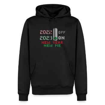 Bonne année 2023 Nouvel An 2022 Off 2023 On - Sweat à capuche Premium bio Homme - noir - Devant - Nico (187cm)