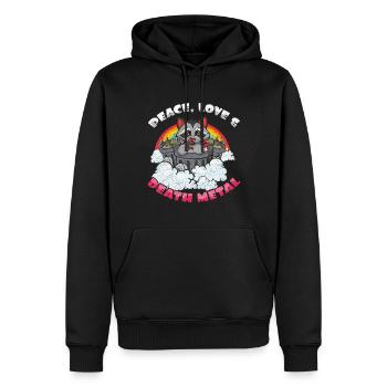 Racoon Love Peace Metal Music Heavy Rock - Sweat à capuche Premium bio Homme - noir - Devant - Nico (187cm)