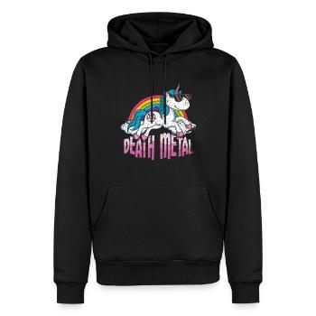 Rainbow Unicorn Love Metal Music Heavy Rocker - Sweat à capuche Premium bio Homme - noir - Devant - Nico (187cm)