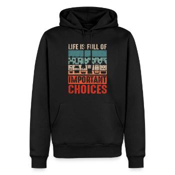 Retro Vintage Life Full Of Choices Alcohol Bottle - Männer Premium Bio Hoodie - Schwarz - Vorne - Nico (187cm)