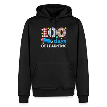 Plaid 100e jour d’apprentissage 100 jours d’école - Sweat à capuche Premium bio Homme - noir - Devant - Nico (187cm)