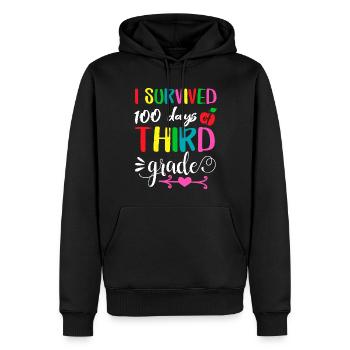 100e jour a survécu à la 3e année 100 jours d’école - Sweat à capuche Premium bio Homme - noir - Devant - Nico (187cm)