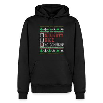 No Comment Naughty Nice Joke Funny Ugly Christmas - Männer Premium Bio Hoodie - Schwarz - Vorne - Nico (187cm)