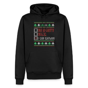 Naughty Nice Joke Funny Ugly Christmas - Männer Premium Bio Hoodie - Schwarz - Vorne - Nico (187cm)