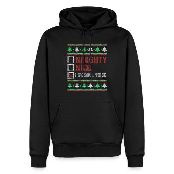 Swear Naughty Nice Joke Funny Ugly Christmas - Männer Premium Bio Hoodie - Schwarz - Vorne - Nico (187cm)