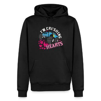 Monster Truck Crushing Crush Hearts Day Valentines - Men’s Premium Organic Hoodie - black - Front - Nico (187cm)