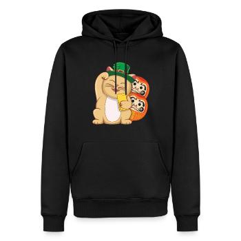 Lucky Luck Cat Happy Saint Patrick Day - Sweat à capuche Premium bio Homme - noir - Devant - Nico (187cm)