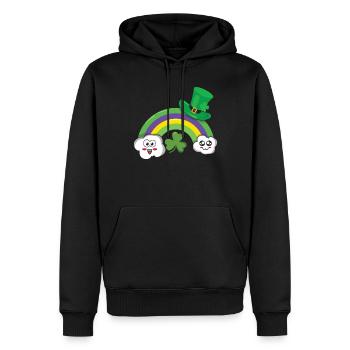 Kawaii Nuages Arc-en-ciel Bonne Saint-Patrick - Sweat à capuche Premium bio Homme - noir - Devant - Nico (187cm)