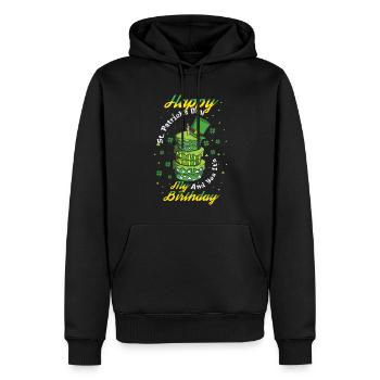 Oui Mon gâteau de naissance Trèfle Trèfle Saint Patrick - Sweat à capuche Premium bio Homme - noir - Devant - Nico (187cm)