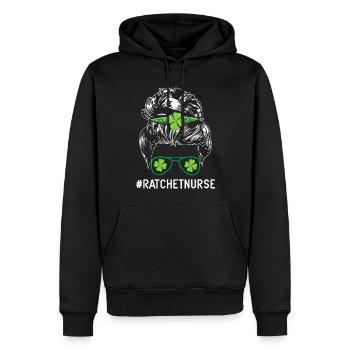 Love Ratchet Nurse Shamrock Saint Patrick Day - Men’s Premium Organic Hoodie - black - Front - Nico (187cm)