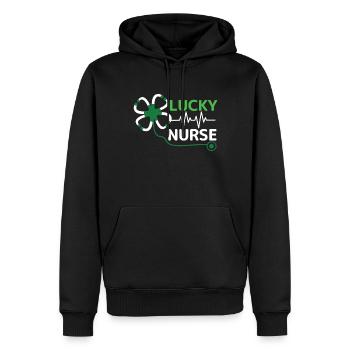 Saint Patrick Day Clover Lucky Nurse - Sweat à capuche Premium bio Homme - noir - Devant - Nico (187cm)