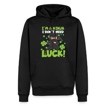Ninja Luck Kid Japon Trèfle Saint Patrick Jour - Sweat à capuche Premium bio Homme - noir - Devant - Nico (187cm)