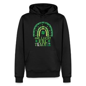 Rainbow Saint Patrick Day Clover Lucky Teacher - Sweat à capuche Premium bio Homme - noir - Devant - Nico (187cm)