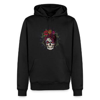 Skelett Zuckerknochen Blumen Internationaler Frauentag - Männer Premium Bio Hoodie - Schwarz - Vorne - Nico (187cm)