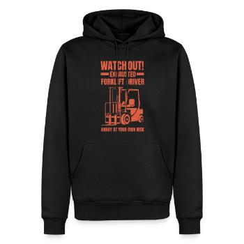 Erschöpfter Gabelstaplerfahrer Gabelstapler - Männer Premium Bio Hoodie - Schwarz - Vorne - Nico (187cm)