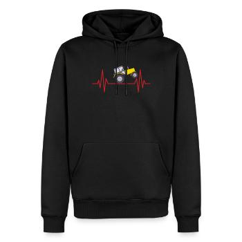Beat Heart Pulse Traktor LKW Ranch Farm Farmer - Männer Premium Bio Hoodie - Schwarz - Vorne - Nico (187cm)