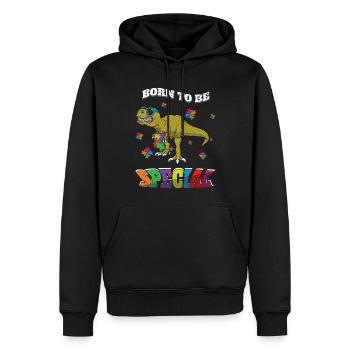 Dinosaurier geboren Spezielles Puzzle Autismus Bewusstsein - Männer Premium Bio Hoodie - Schwarz - Vorne - Nico (187cm)
