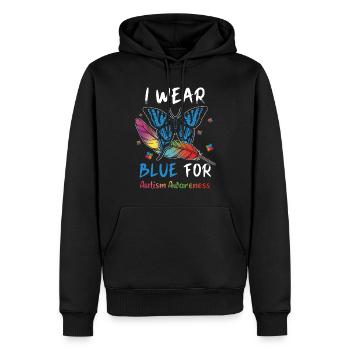 Puzzle coloré avril bleu pour la sensibilisation à l’autisme - Sweat à capuche Premium bio Homme - noir - Devant - Nico (187cm)