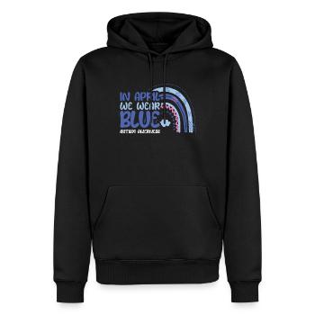 Regenbogen im April Blau für den Monat des Autismus-Bewusstseins - Männer Premium Bio Hoodie - Schwarz - Vorne - Nico (187cm)