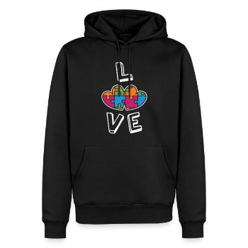 Liebe Puzzle Bunte April Autismus Bewusstsein - Männer Premium Bio Hoodie - Schwarz - Vorne - Nico (187cm)