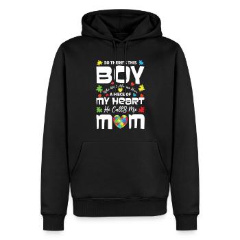 Heart Boy nennt mich Mama Puzzle Autismus Bewusstsein - Männer Premium Bio Hoodie - Schwarz - Vorne - Nico (187cm)