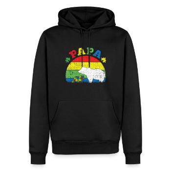 Stolzer Autismus Vater Bär Puzzle Autismus Bewusstsein - Männer Premium Bio Hoodie - Schwarz - Vorne - Nico (187cm)