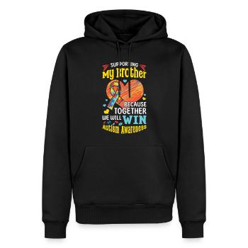 Soutenir mon frère ensemble Sensibilisation à l’autisme - Sweat à capuche Premium bio Homme - noir - Devant - Nico (187cm)