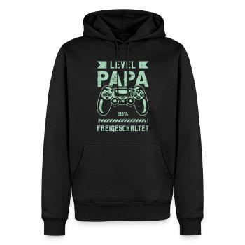 Für Papa zur Geburt, Level Papa, Game Controller - Männer Premium Bio Hoodie - Schwarz - Vorne - Nico (187cm)