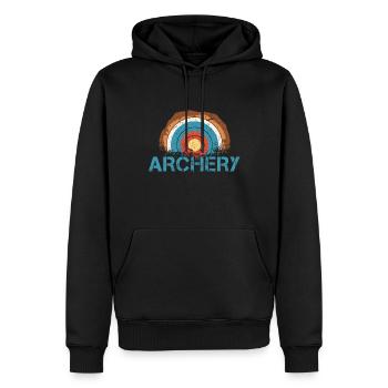 Arc et flèche de chasse au tir à l’arc vintage rétro - Sweat à capuche Premium bio Homme - noir - Devant - Nico (187cm)