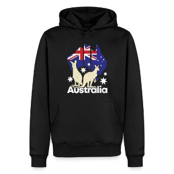 Drapeau de l’Australie Jour de l’Australie Kangourou australien - Sweat à capuche Premium bio Homme - noir - Devant - Nico (187cm)