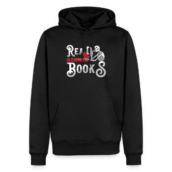 I Read Banned Book Lover Skeleton Reader Read - Men’s Premium Organic Hoodie - black - Front - Nico (187cm)