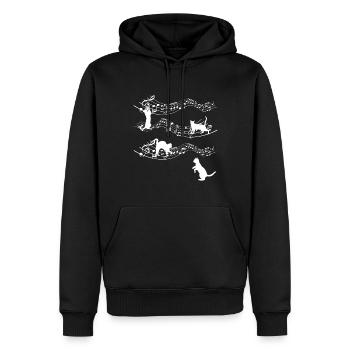 Kitten Love Cat Playing Musical Notes Music - Men’s Premium Organic Hoodie - black - Front - Nico (187cm)