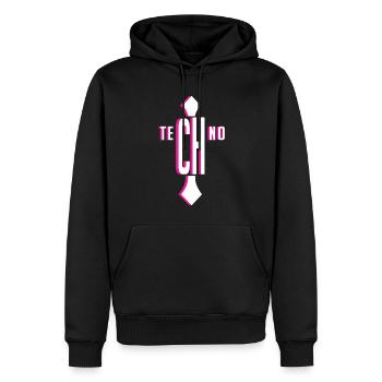 Raver, Rave, Hard, Techno, Dark Tekno, Religion - Männer Premium Bio Hoodie - Schwarz - Vorne - Nico (187cm)