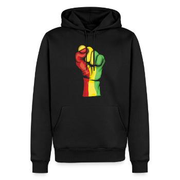 Célébrez l’histoire des Noirs de Juneteenth - Sweat à capuche Premium bio Homme - noir - Devant - Nico (187cm)