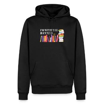 Ich bin mit dem verbotenen Bücherregal-Liebhaber Leser Read - Männer Premium Bio Hoodie - Schwarz - Vorne - Nico (187cm)
