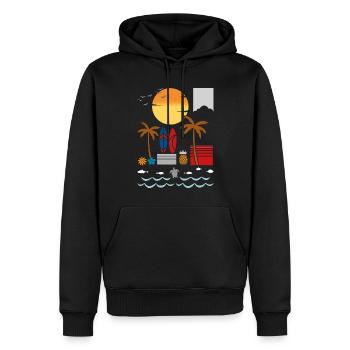 Été Palmier Surf Bonjour Été Hawaii - Sweat à capuche Premium bio Homme - noir - Devant - Nico (187cm)