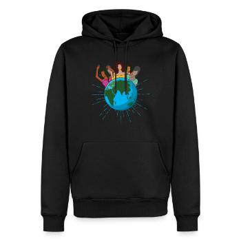 Femmes Monde Droits féministes Femmes Égalité - Sweat à capuche Premium bio Homme - noir - Devant - Nico (187cm)