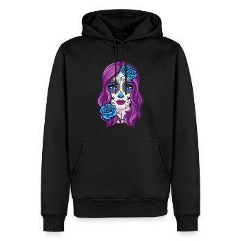 La Catrina Mexikanischer Blumenmuertos Tag der Toten - Männer Premium Bio Hoodie - Schwarz - Vorne - Nico (187cm)