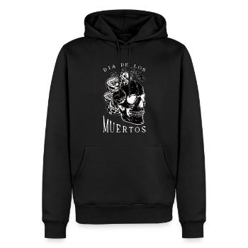 Flower Skull Dia De Los Muertos Day Of Dead Floral - Männer Premium Bio Hoodie - Schwarz - Vorne - Nico (187cm)