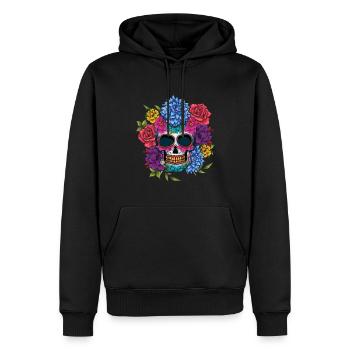 Mexikanischer Blumenmuertos Tag des Toten Halloween - Männer Premium Bio Hoodie - Schwarz - Vorne - Nico (187cm)